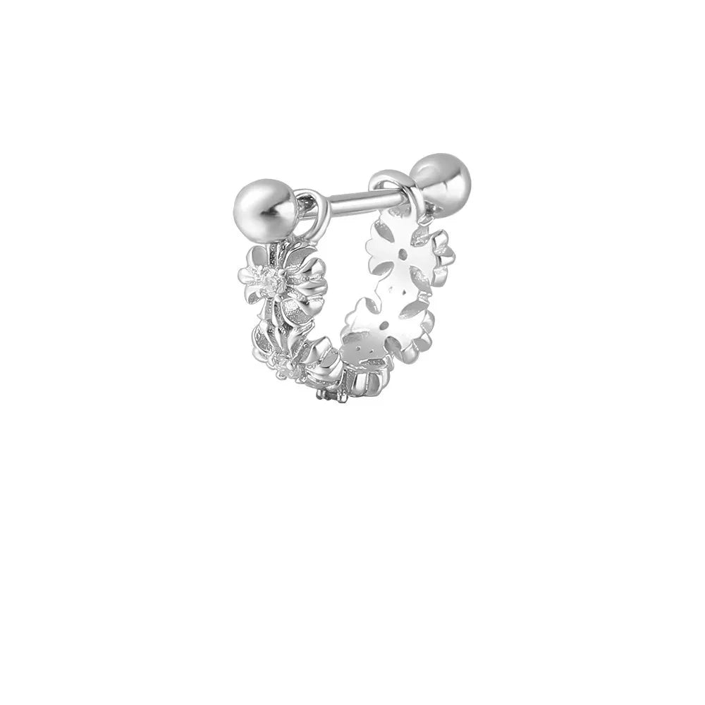 Silver Cross Helix Barbell Piercing Hoop (20G)