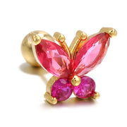 Red Butterfly Barbell Piercing (20G)