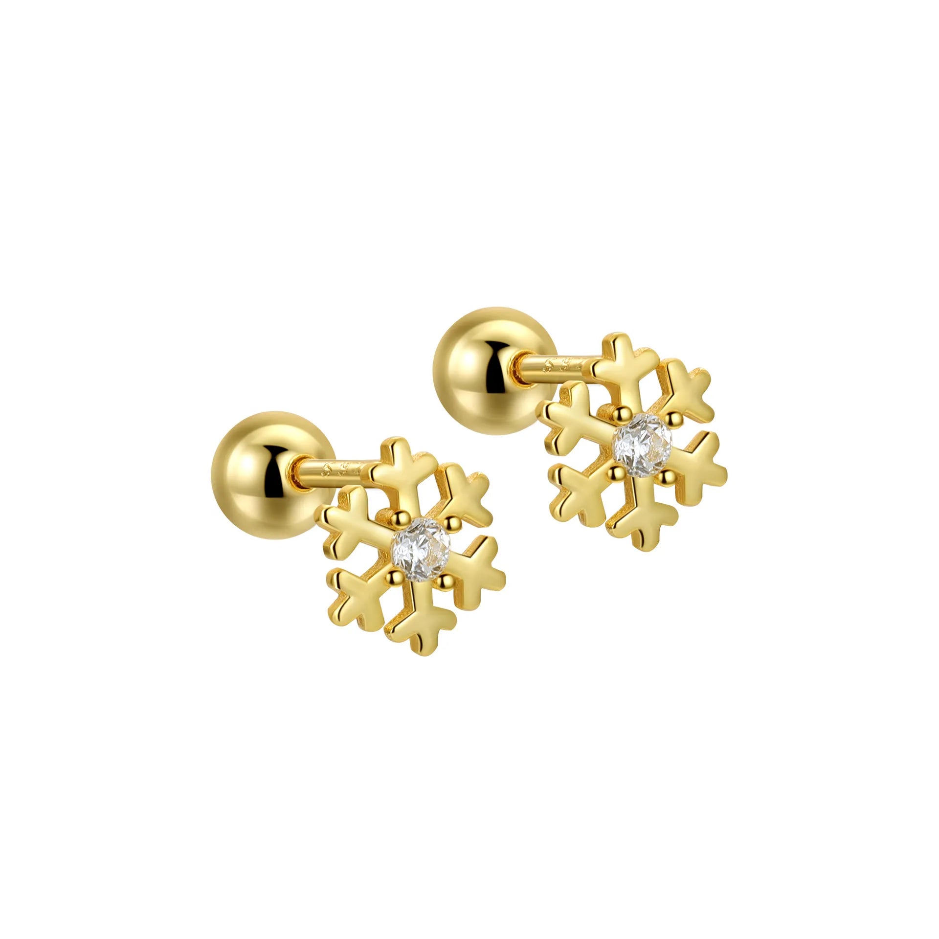 Snowflake Barbell Stud Earrings (20G)