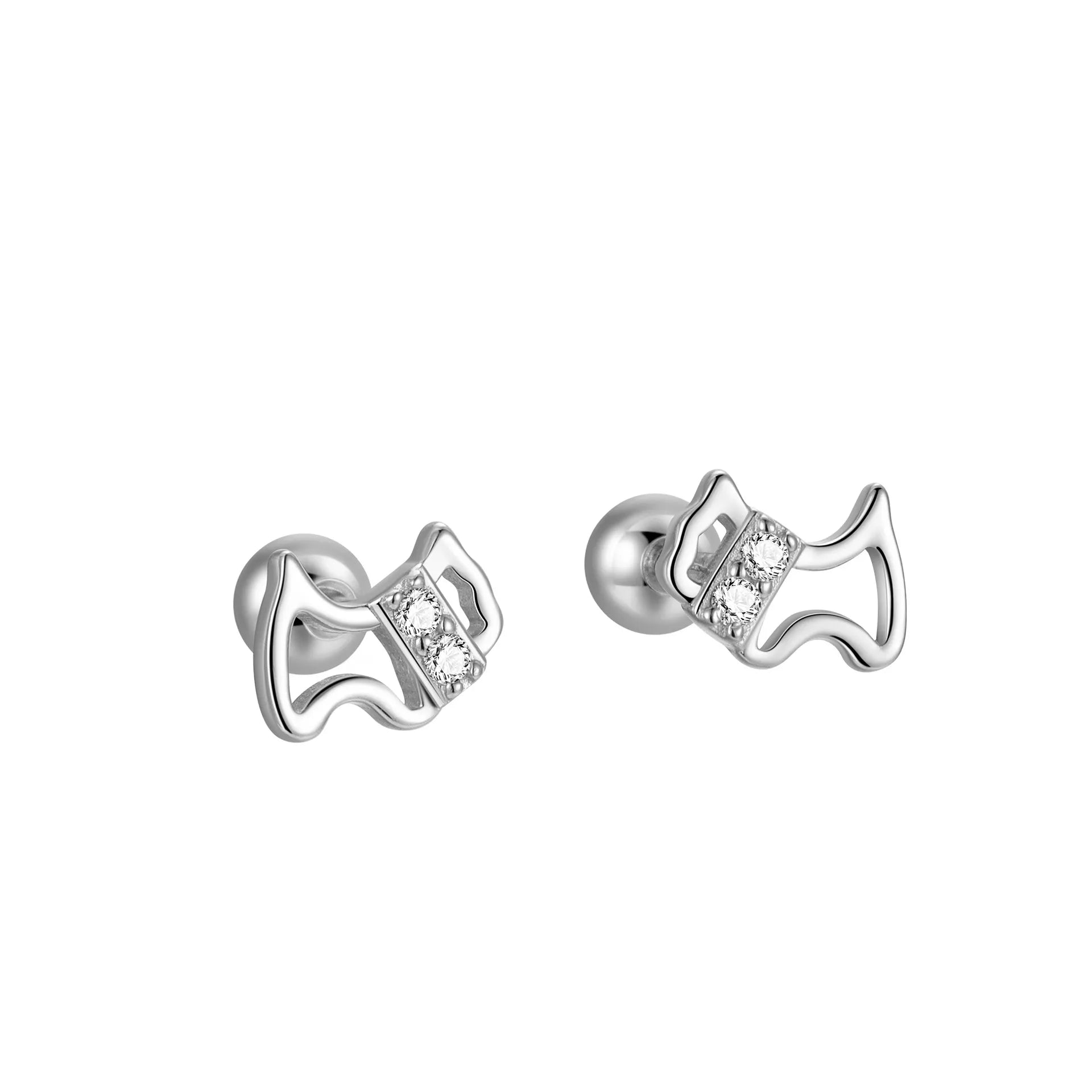 Little Dog with Scarf Barbell Stud Earrings (20G)
