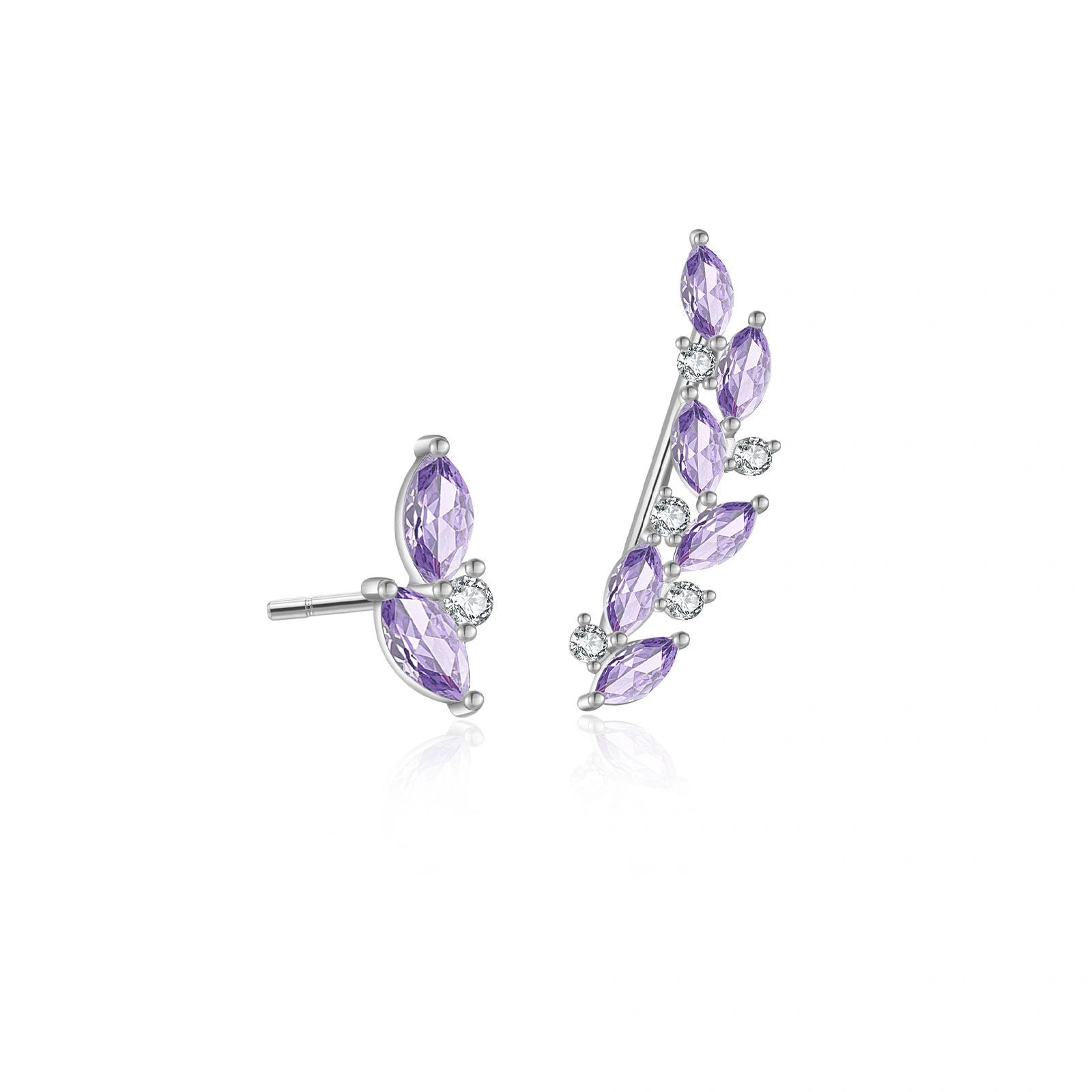 Asymmetrical Climbing Leaf Stud Earrings
