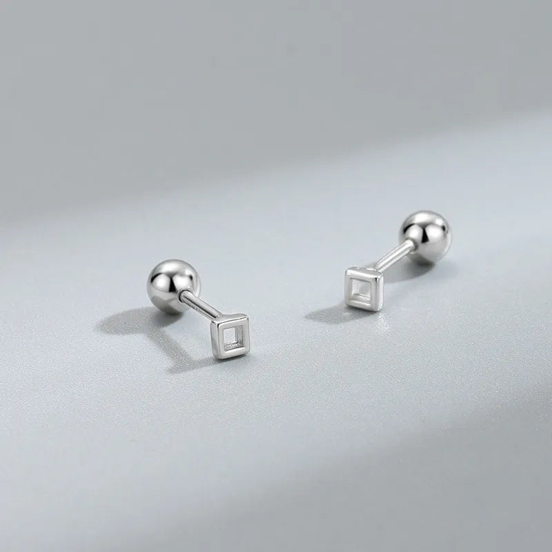 Simple Square & Triangle Barbell Stud Earrings (20G)
