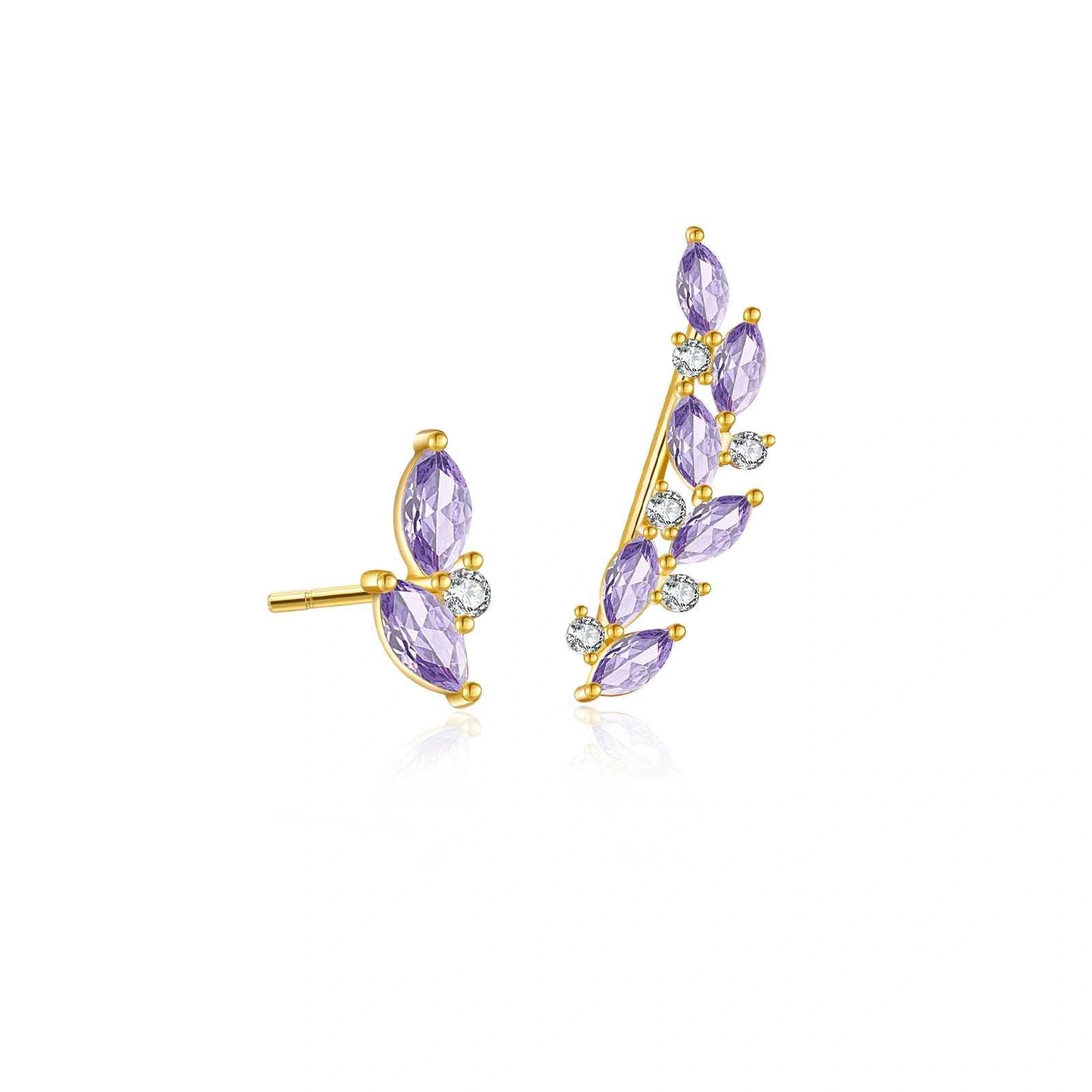 Asymmetrical Climbing Leaf Stud Earrings