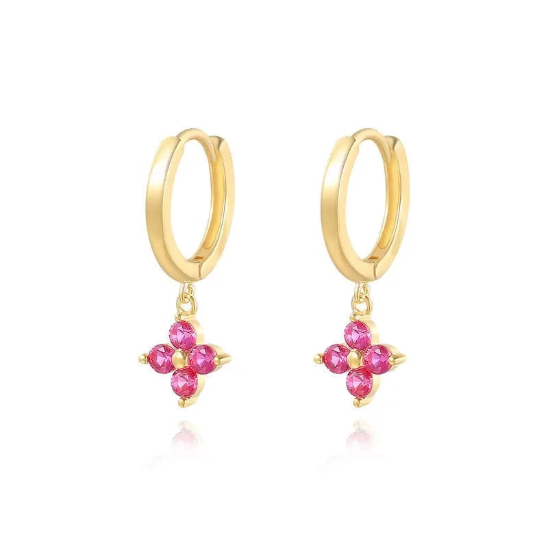 Ruby Four-Clover Hoop Earrings