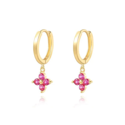 Ruby Four-Clover Hoop Earrings