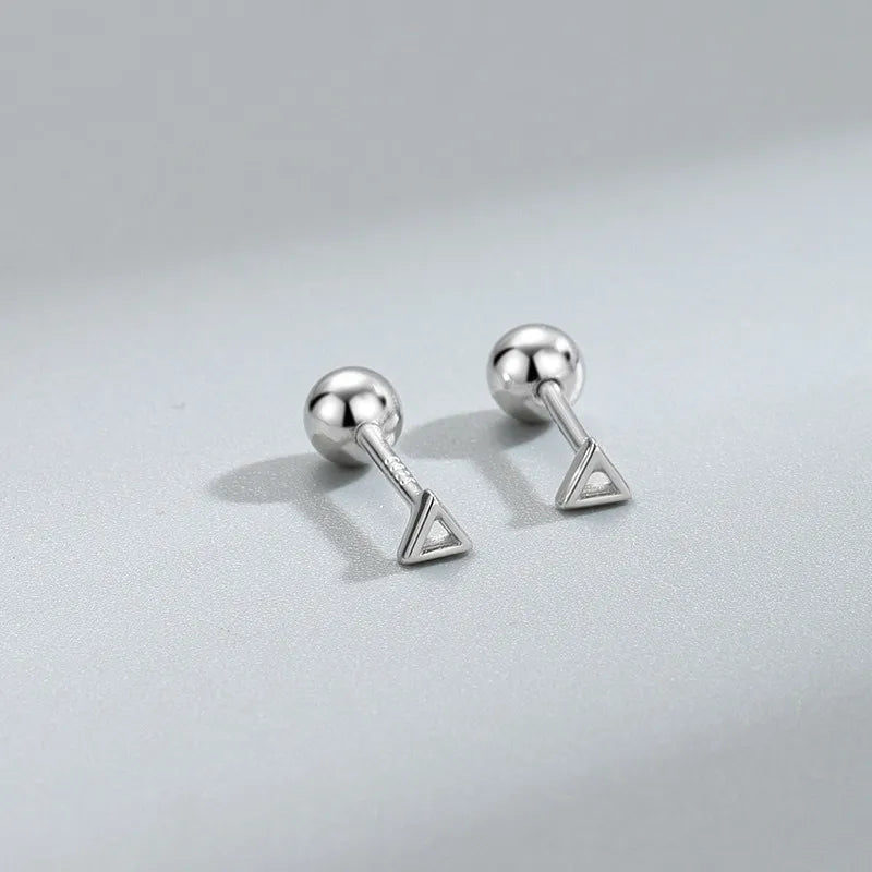 Simple Square & Triangle Barbell Stud Earrings (20G)