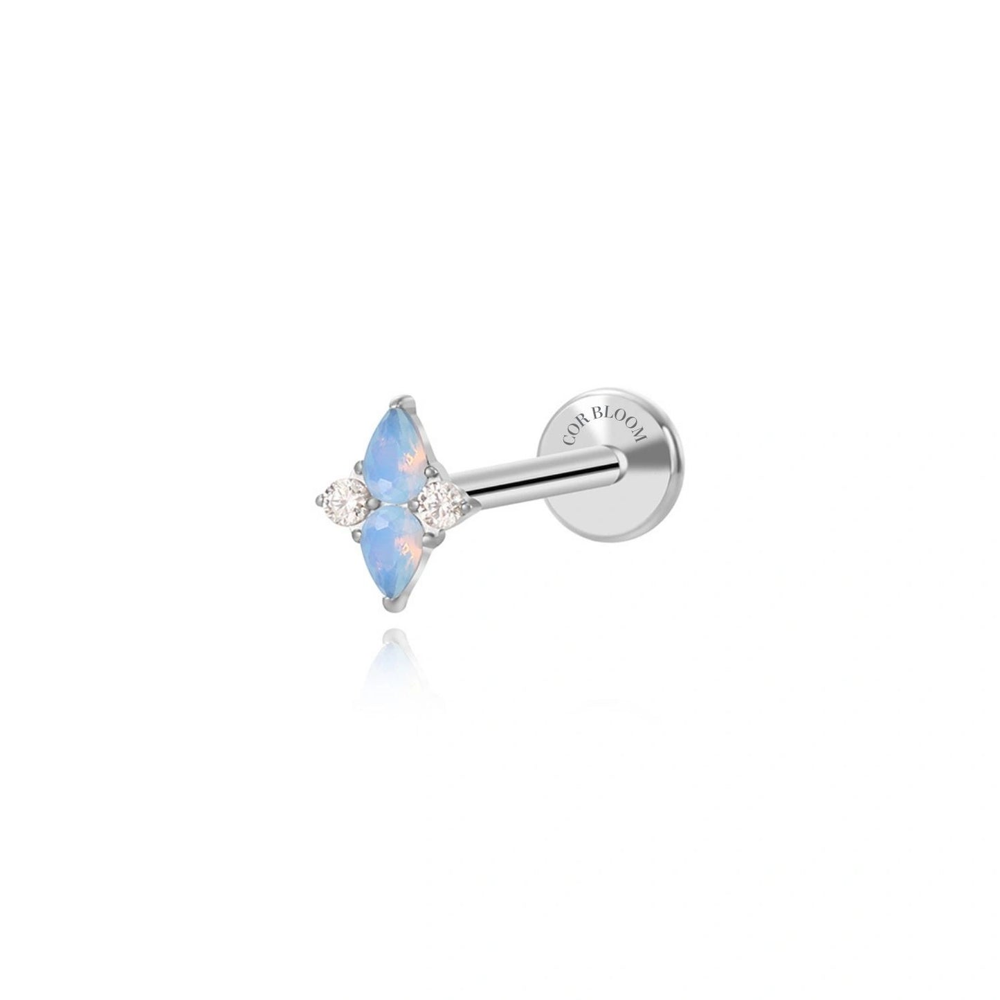 Titanium Tiara Blue Moonstone Flat Back Stud