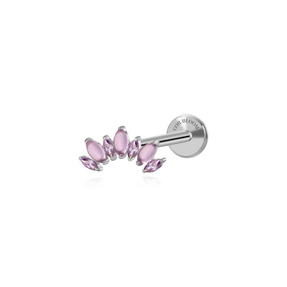 Titanium Amethyst Crystal 7-Petal Crown Piercing Stud