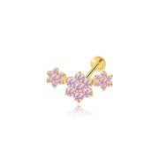 Titanium Pink Tourmaline Trio Blooming Flower Stud