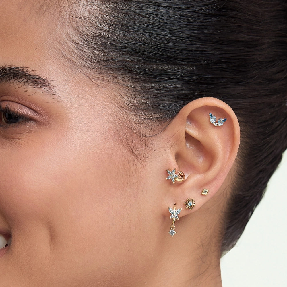 Nefeli Light Aquamarine Butterfly Hoop Earrings