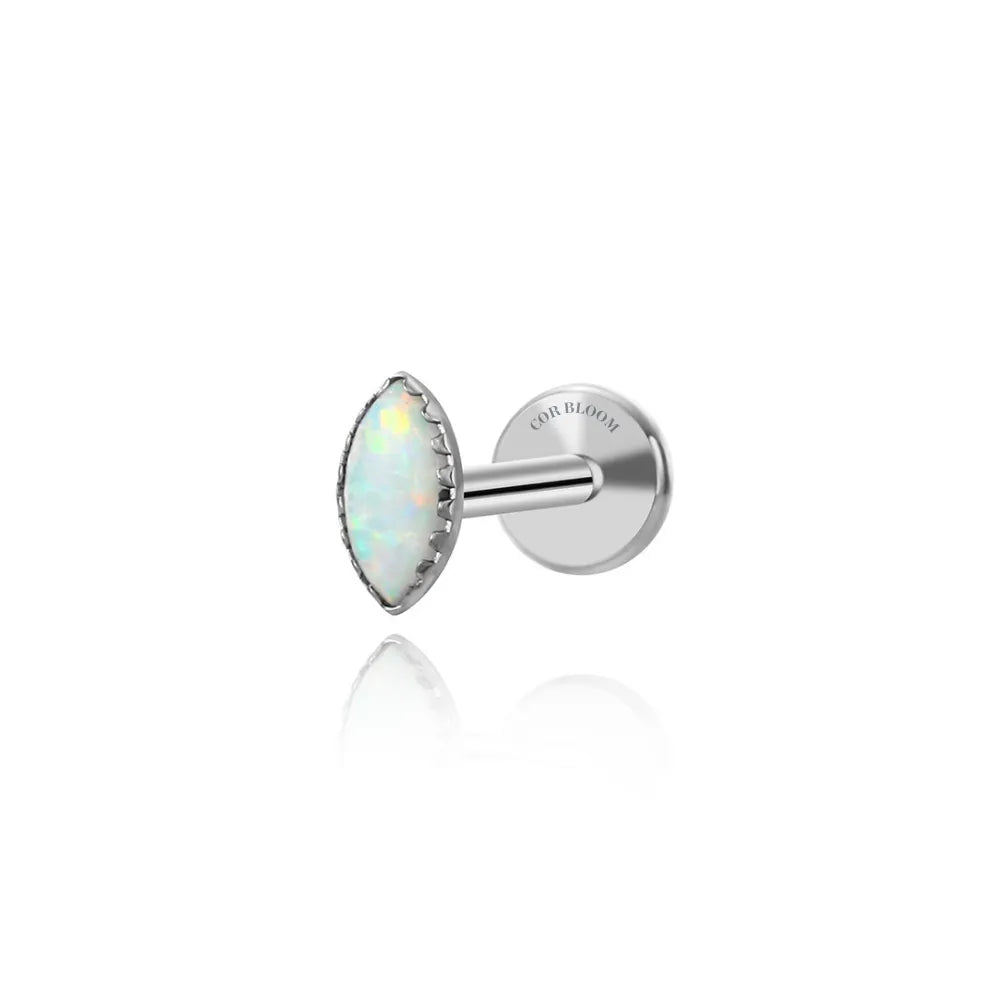 Titanium Marquise White Opal Piercing Earring
