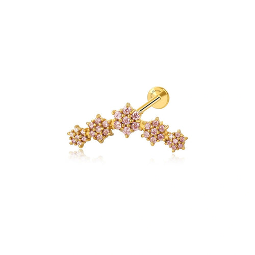 Melia Pink Flower Flat Back Piercing Stud