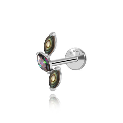 Titanium Trinity Abalone Climbing Leaf Flat Back Stud