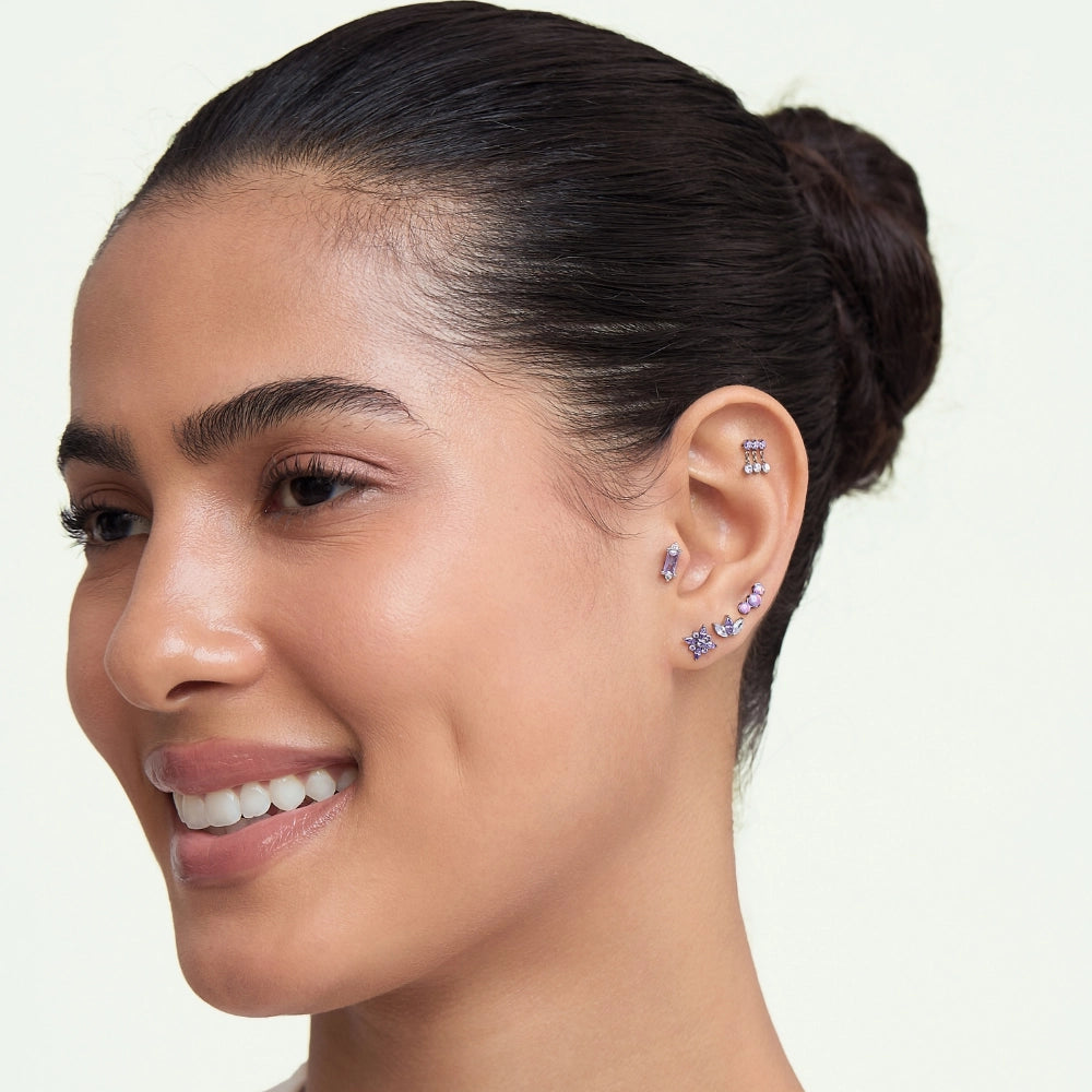 Iceland Dainty Baguette Flatback Stud – Amethyst