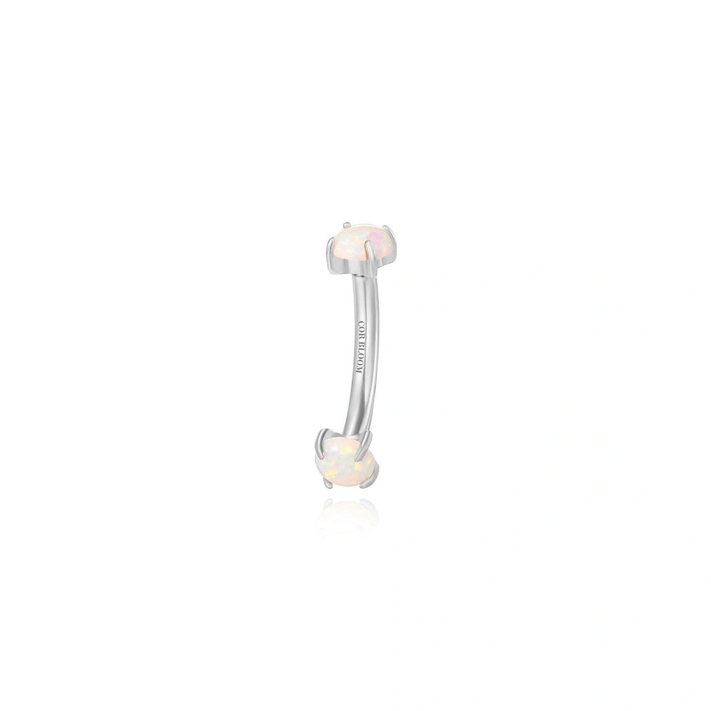 Titanium Double-Sided White Opal Curved Barbell