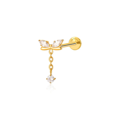 Titanium Dangling Marquise Butterfly Flat Back Stud