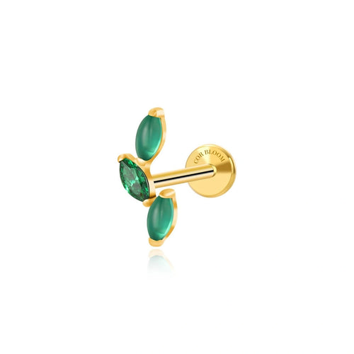 Titanium Trinity Green Jade Climbing Leaf Flat Back Stud