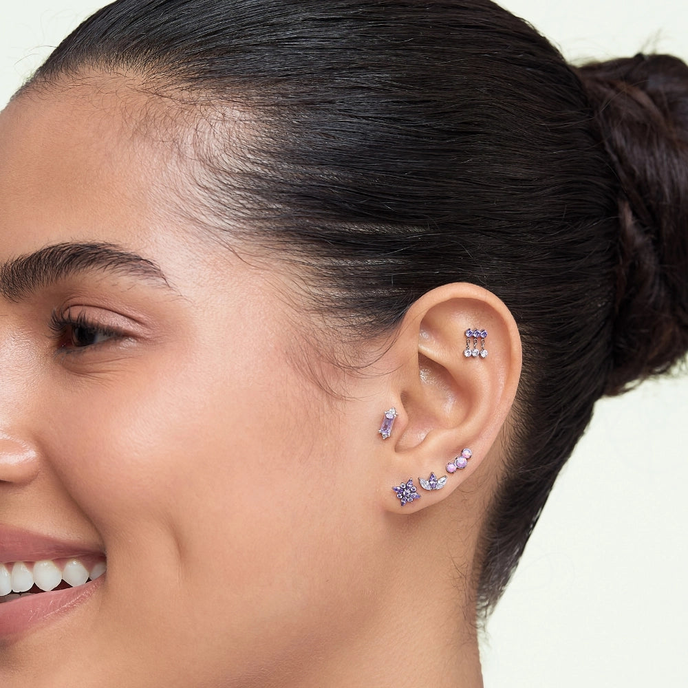 Iceland Dainty Baguette Flatback Stud – Amethyst