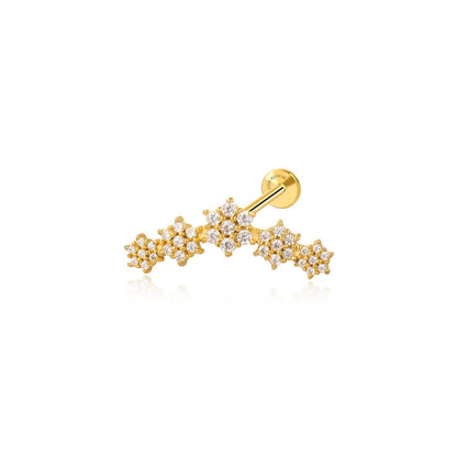 Melia Crystal Flower Flat Back Piercing Stud