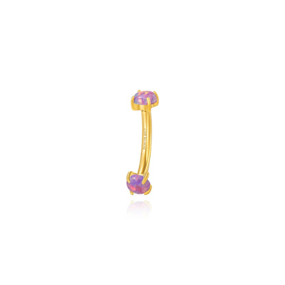 Titanium Double-Sided Violet Flame Opal Curved Barbell