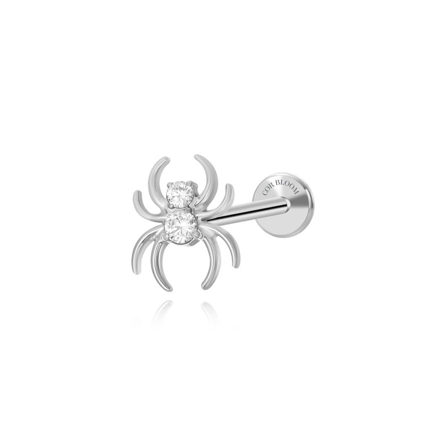 Titanium Simple Crystal Spider Flat Back Stud