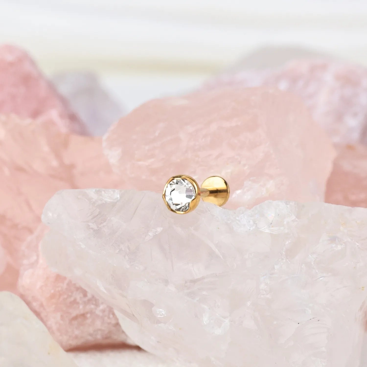 Titanium Swarovski Clear Crystal Piercing Stud