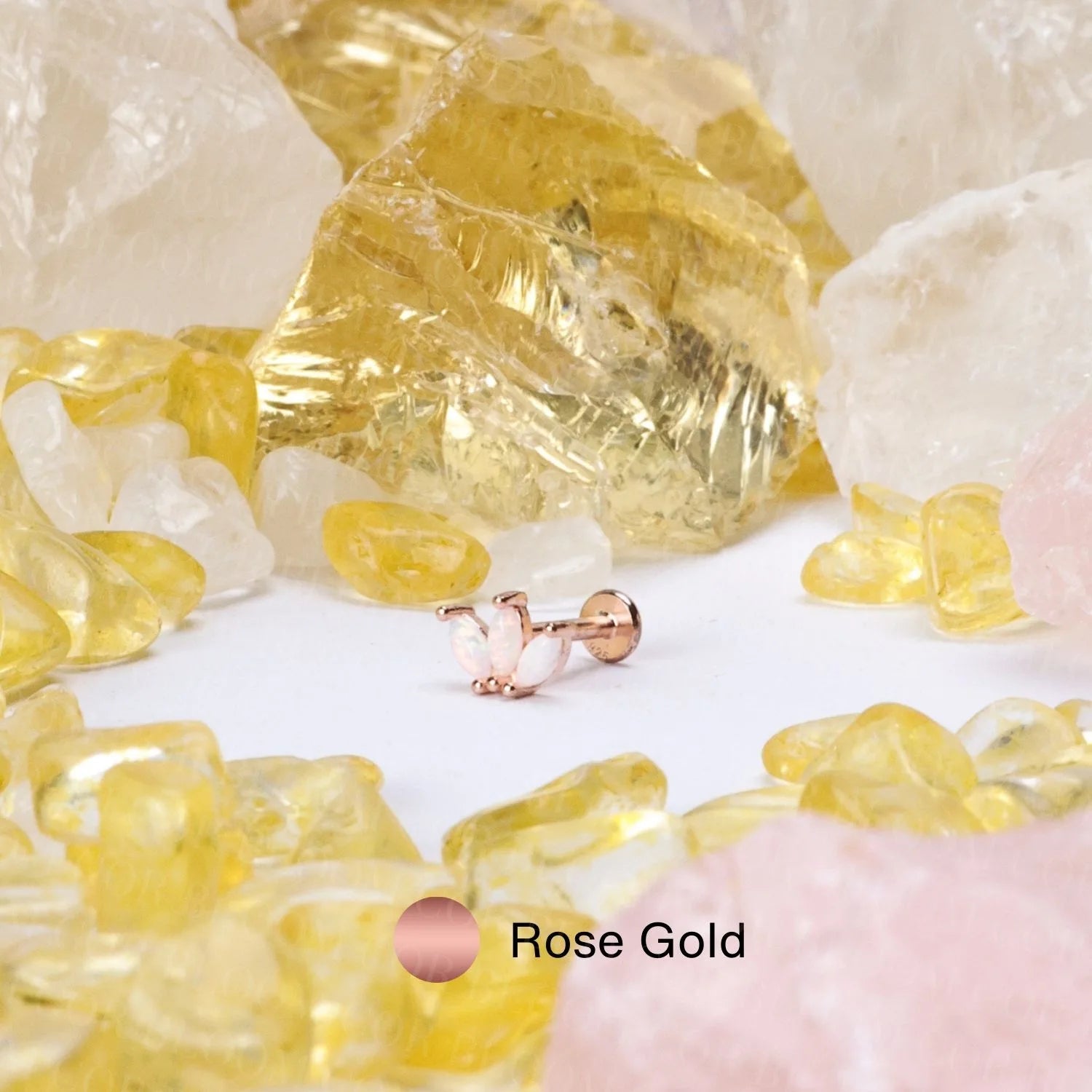 3-Petal Opal Labret Piercing Stud