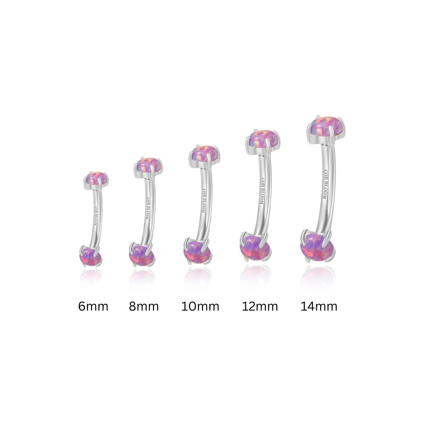 Titanium Double-Sided Violet Flame Opal Curved Barbell