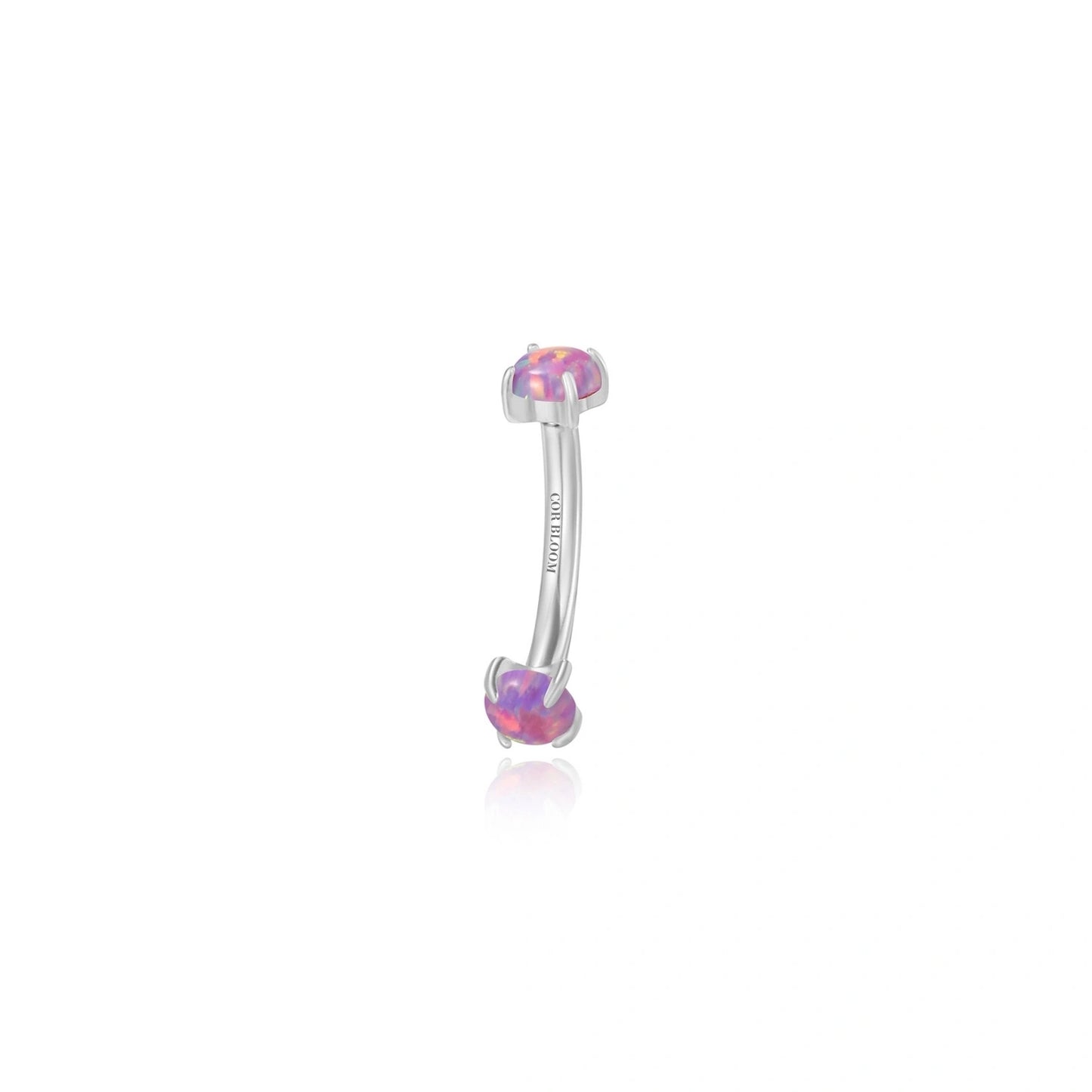 Titanium Double-Sided Violet Flame Opal Curved Barbell