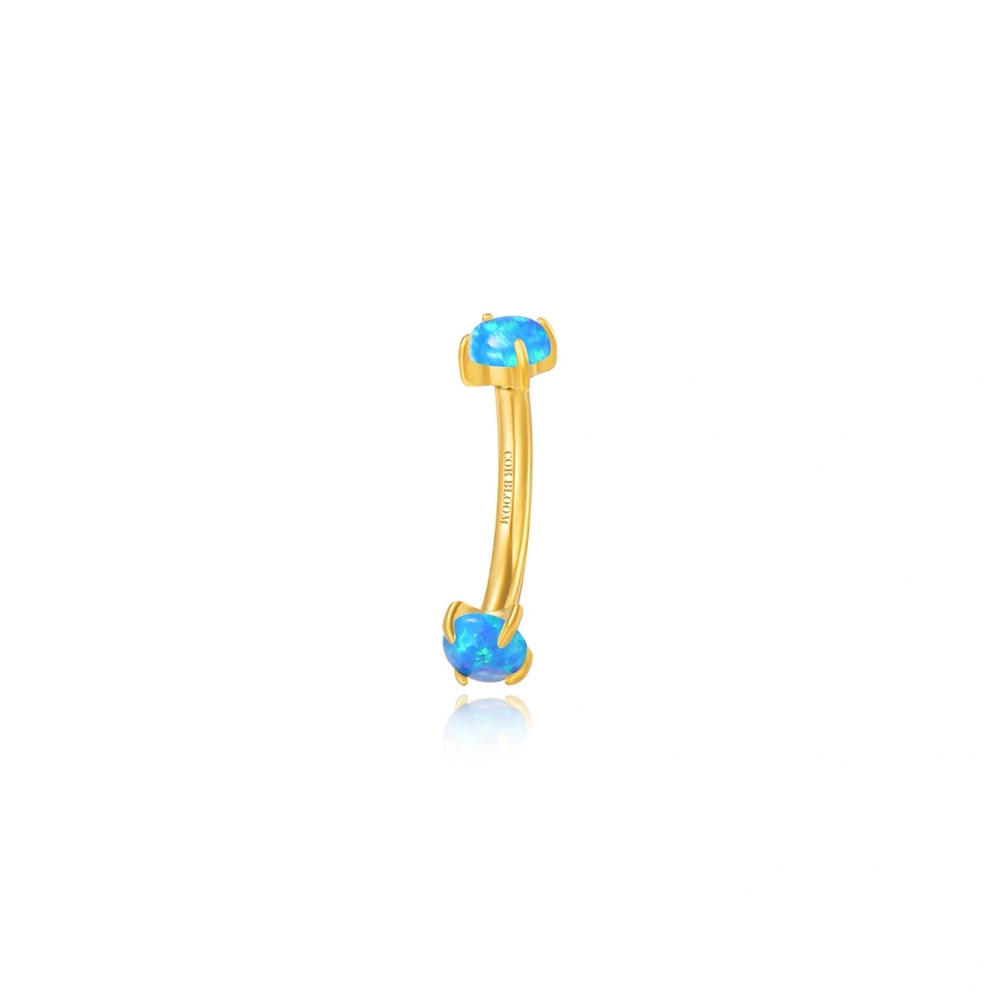 Titanium Double-Sided Ocean Blue Opal Curved Barbell