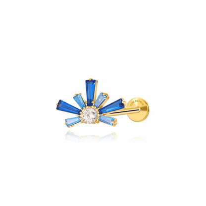 Titanium Evangeline Blue Sapphire Flat Back Stud