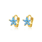 Ella Aquamarine Flower Huggies