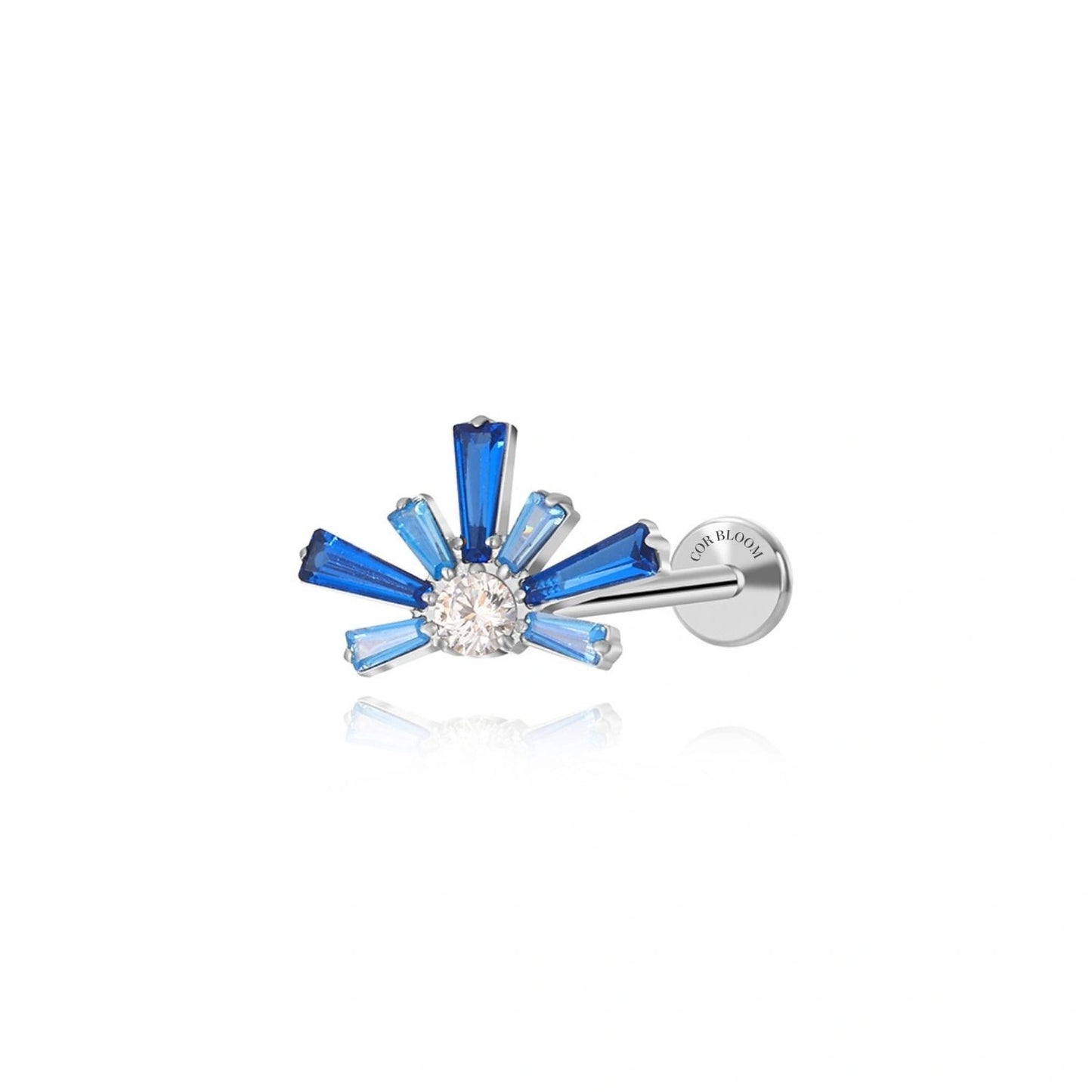 Titanium Evangeline Blue Sapphire Flat Back Stud