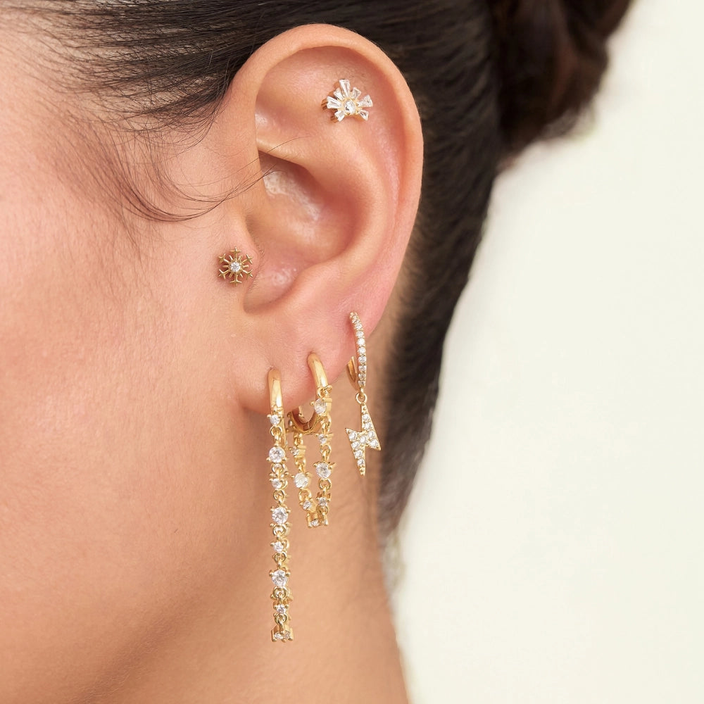 Titanium Little Diamond Snowflake Flat Back Stud