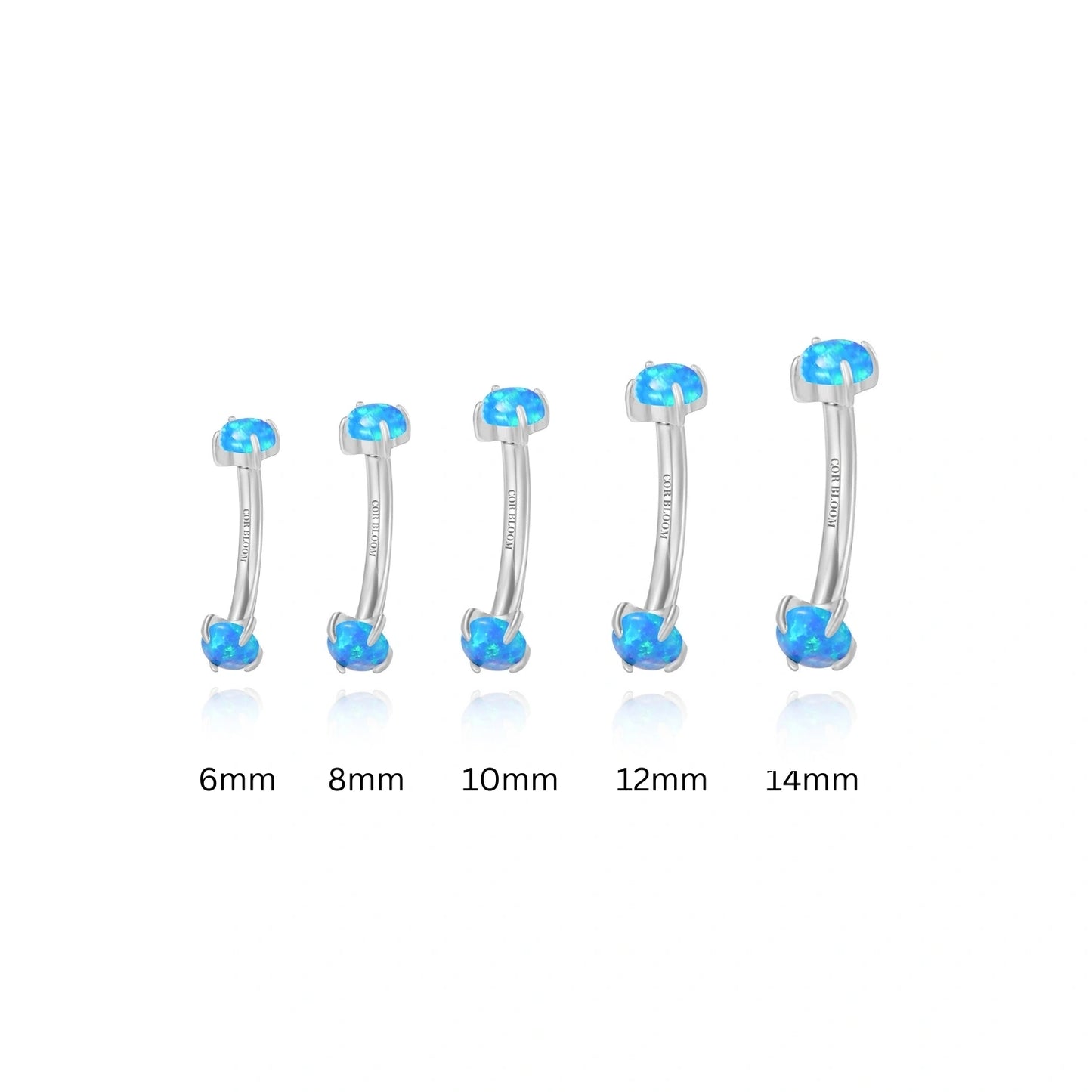 Titanium Double-Sided Ocean Blue Opal Curved Barbell