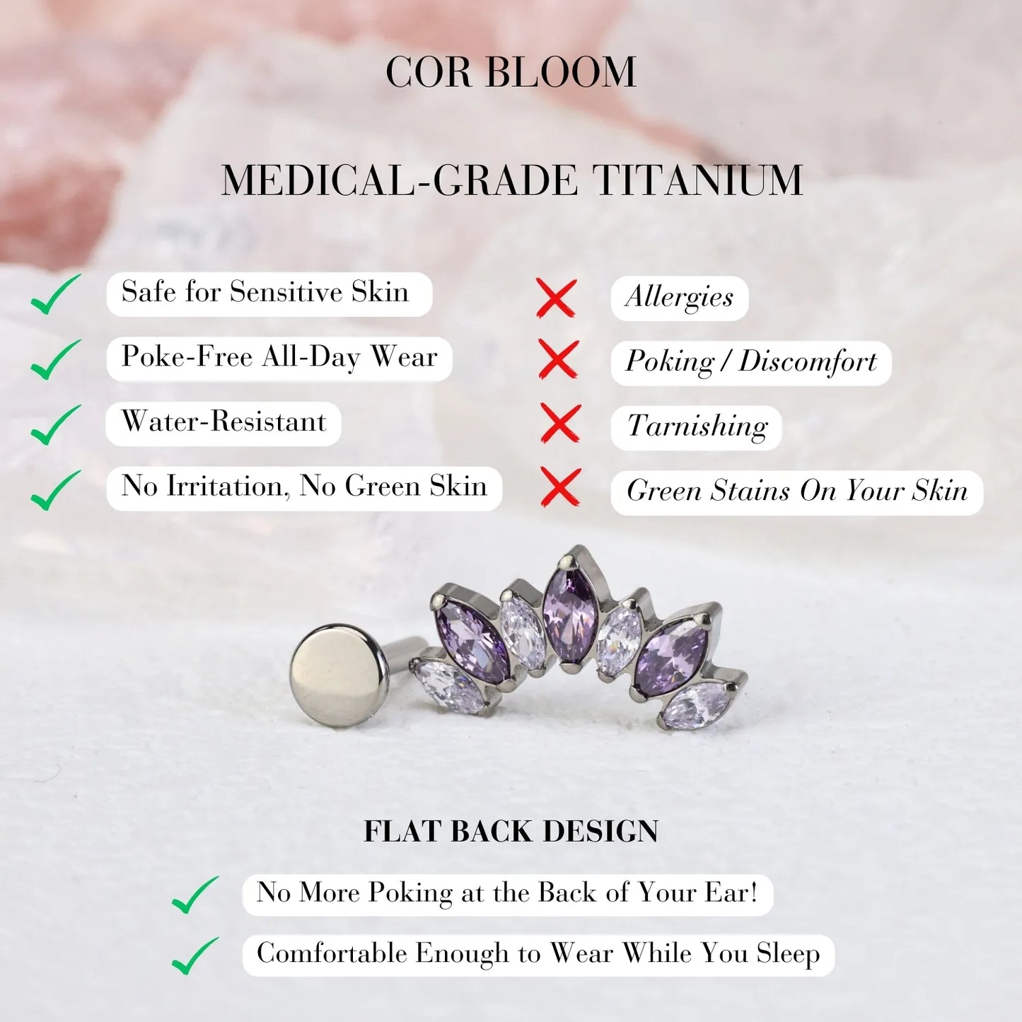 Titanium Violet 7-Petal Crown Piercing Stud