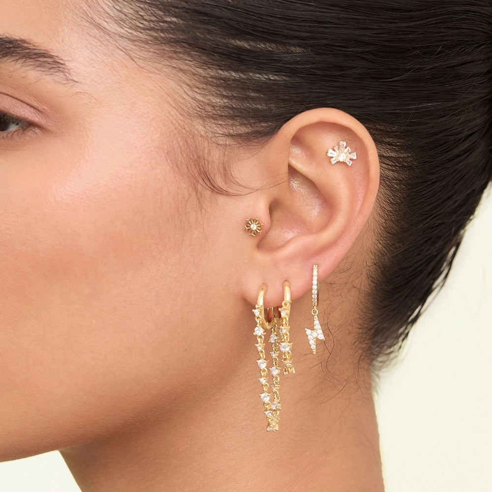 Livia Crystal Gemstones Dangling Chain Hoop Earring
