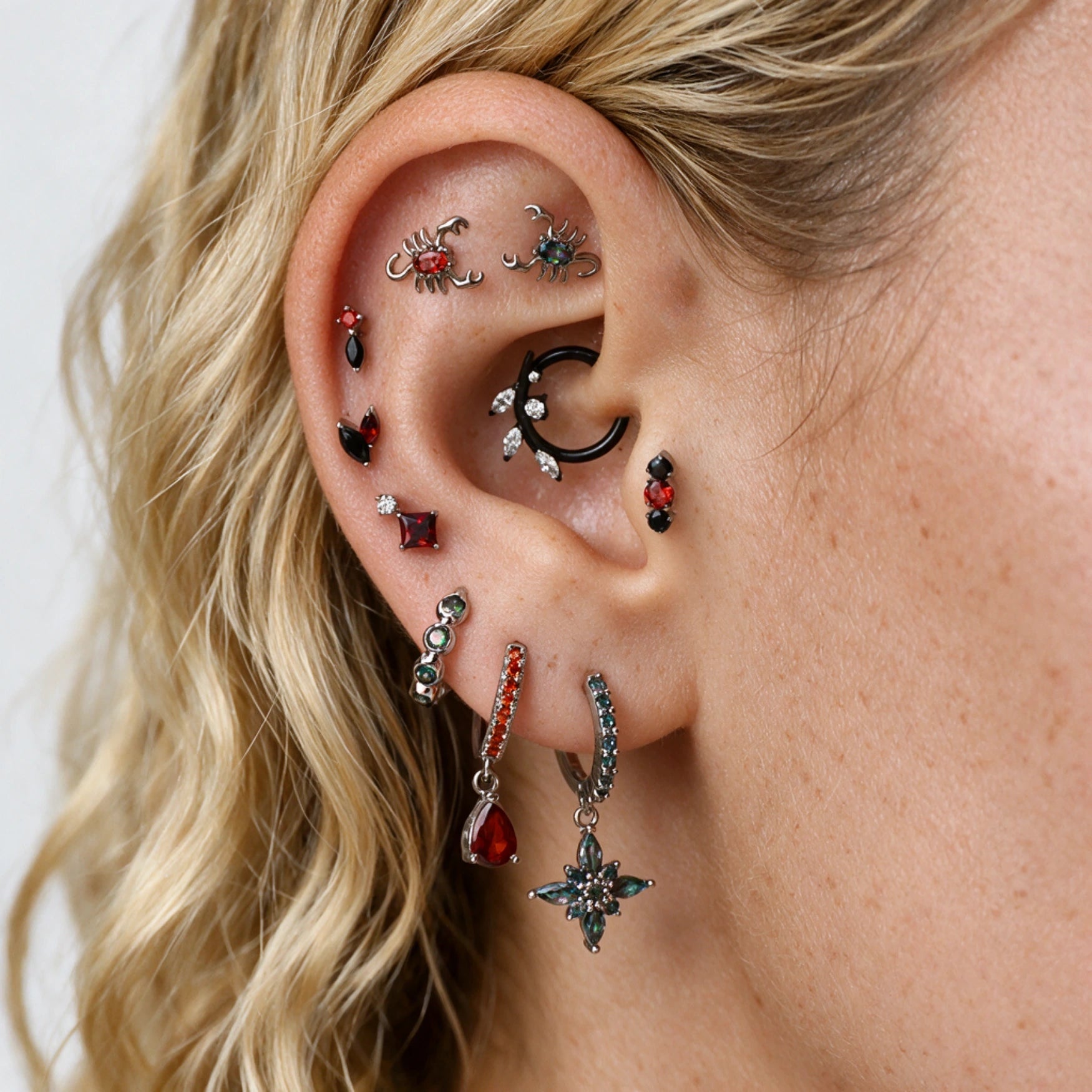 Lydia Dark Iridescent Starflower Drop Earrings