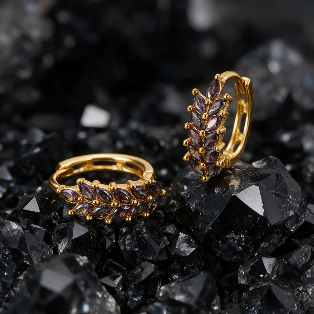 Willow Dark iridescent Marquise Hoops