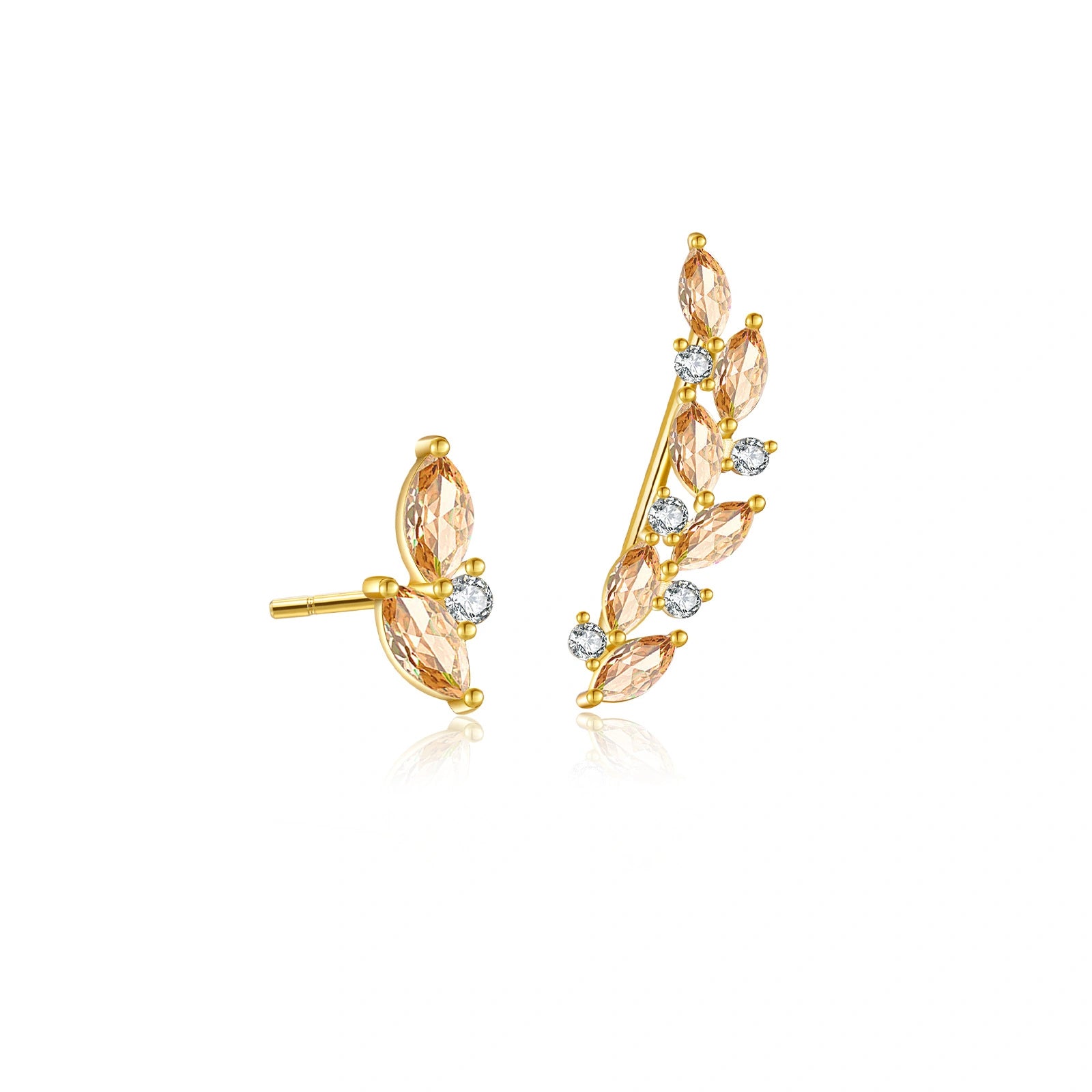 Asymmetrical Climbing Leaf Stud Earrings