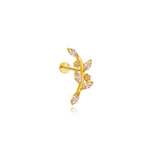 Dainty Autumn Leaf Climbing Piercing Stud