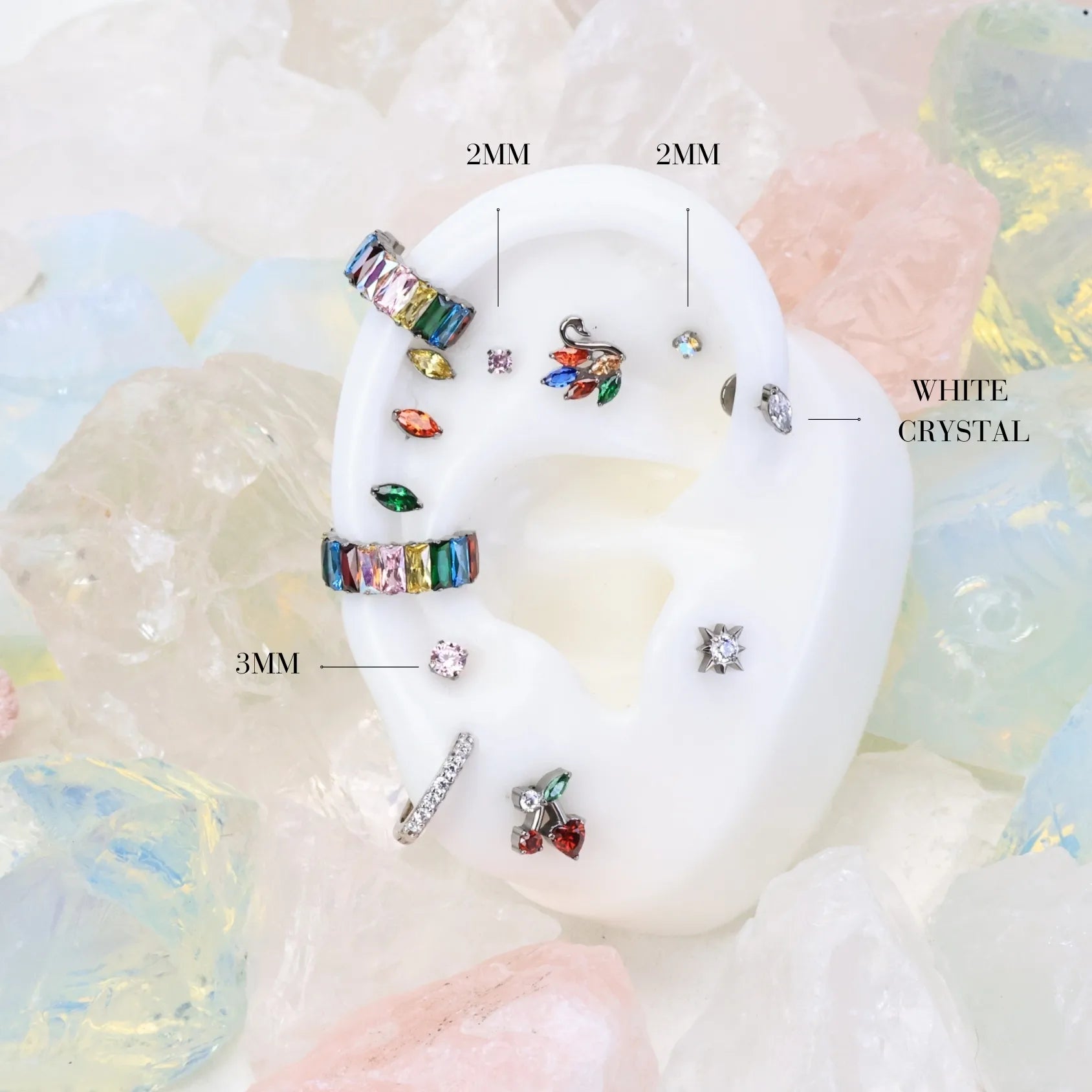 Titanium Multisize AB Color Piercing Earring