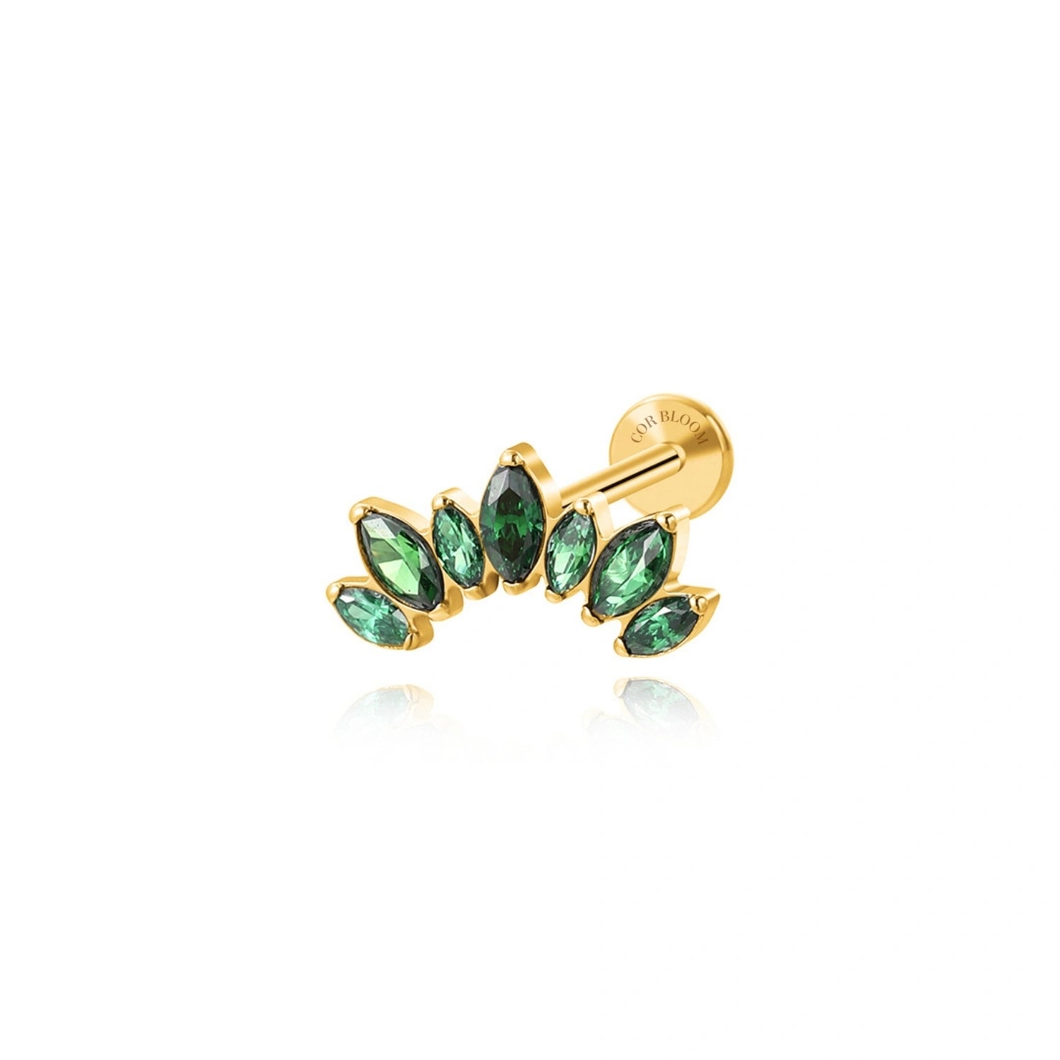 Titanium Emerald 7-Petal  Flat Back Stud