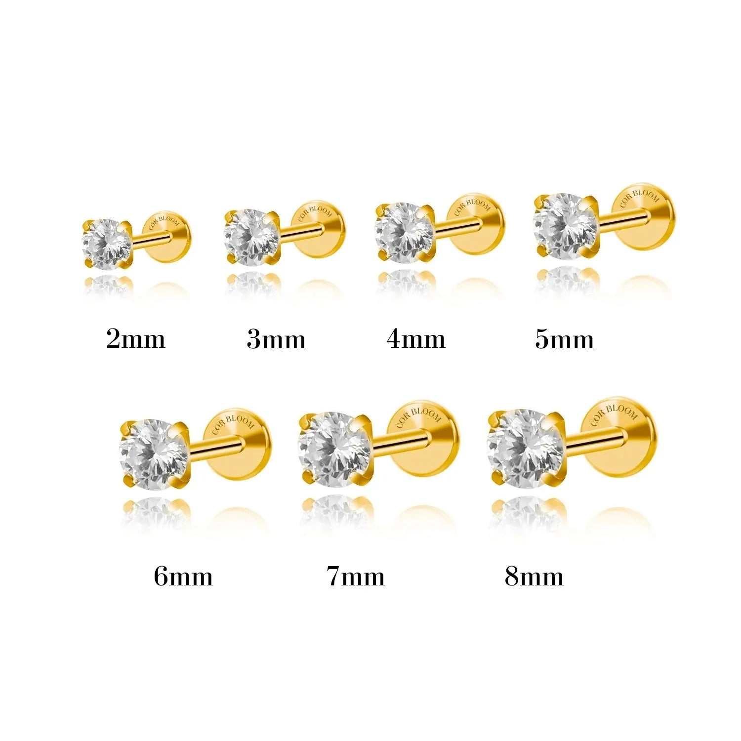Titanium Multisize White Crystal Stud