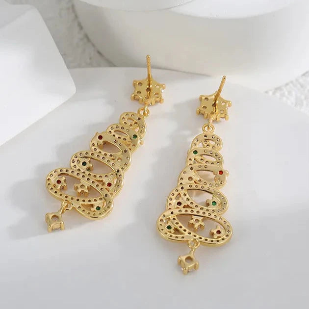 Festive Christmas Tree Drop Earrings