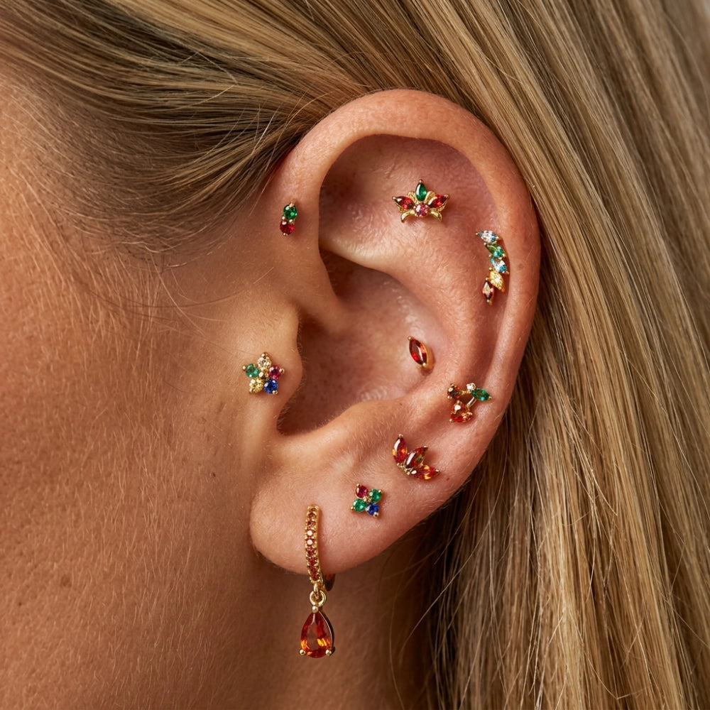Red Garnet Perry Waterdrop Hoop Earrings
