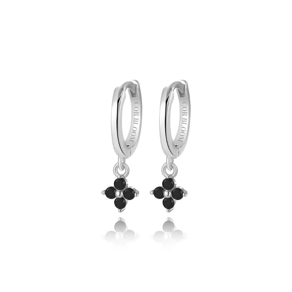 Alaiya Black Onyx Four-Leaf Clover Hoop Earrings