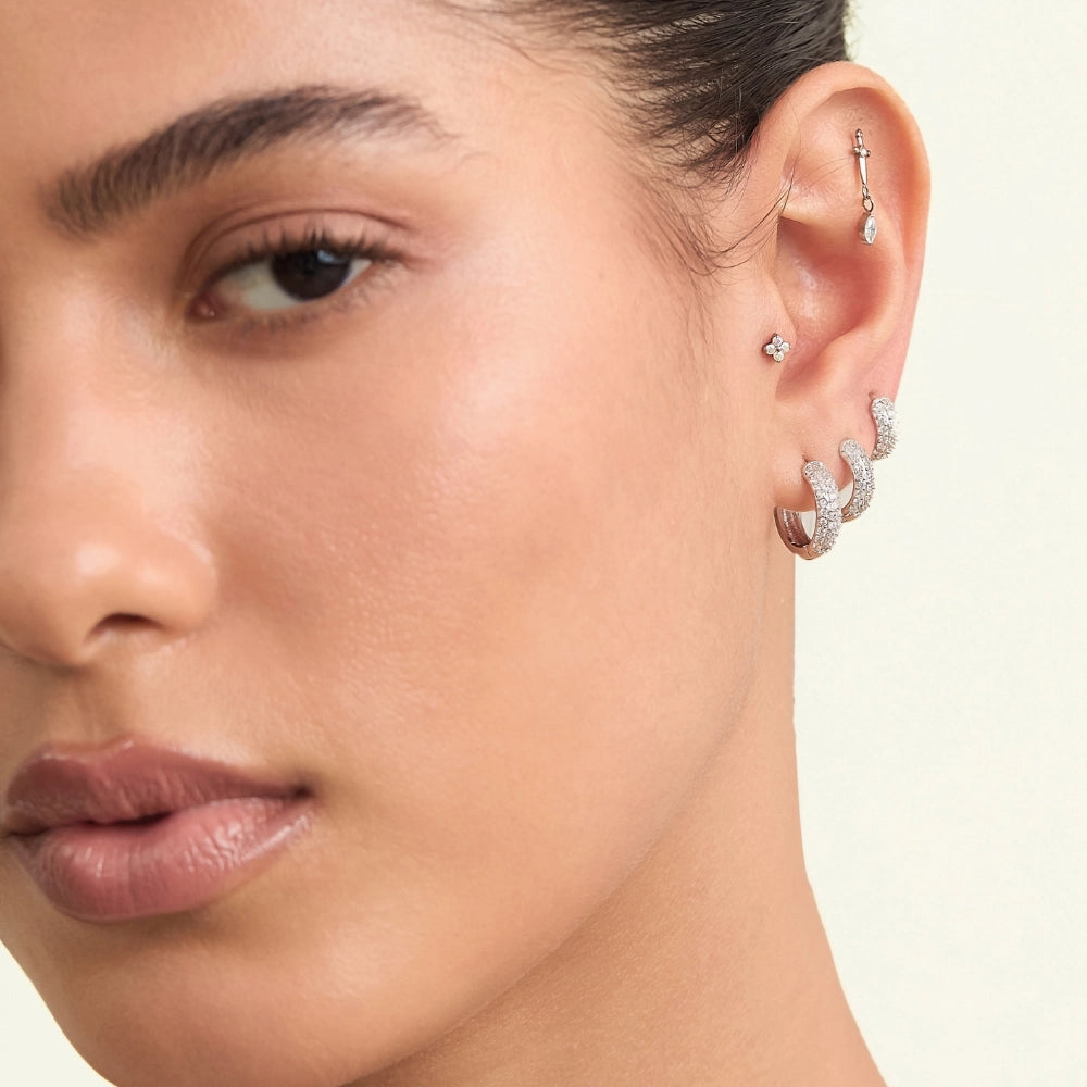 Titanium Aretha Northern Light/AB Stone Four-Clover Stud