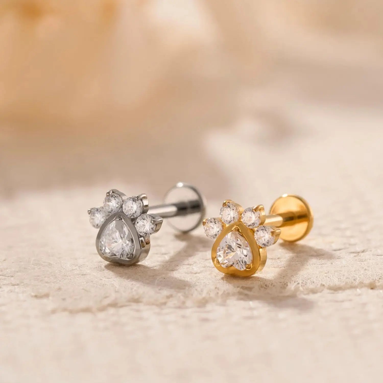 Titanium Crystal Paw Flat Back Stud