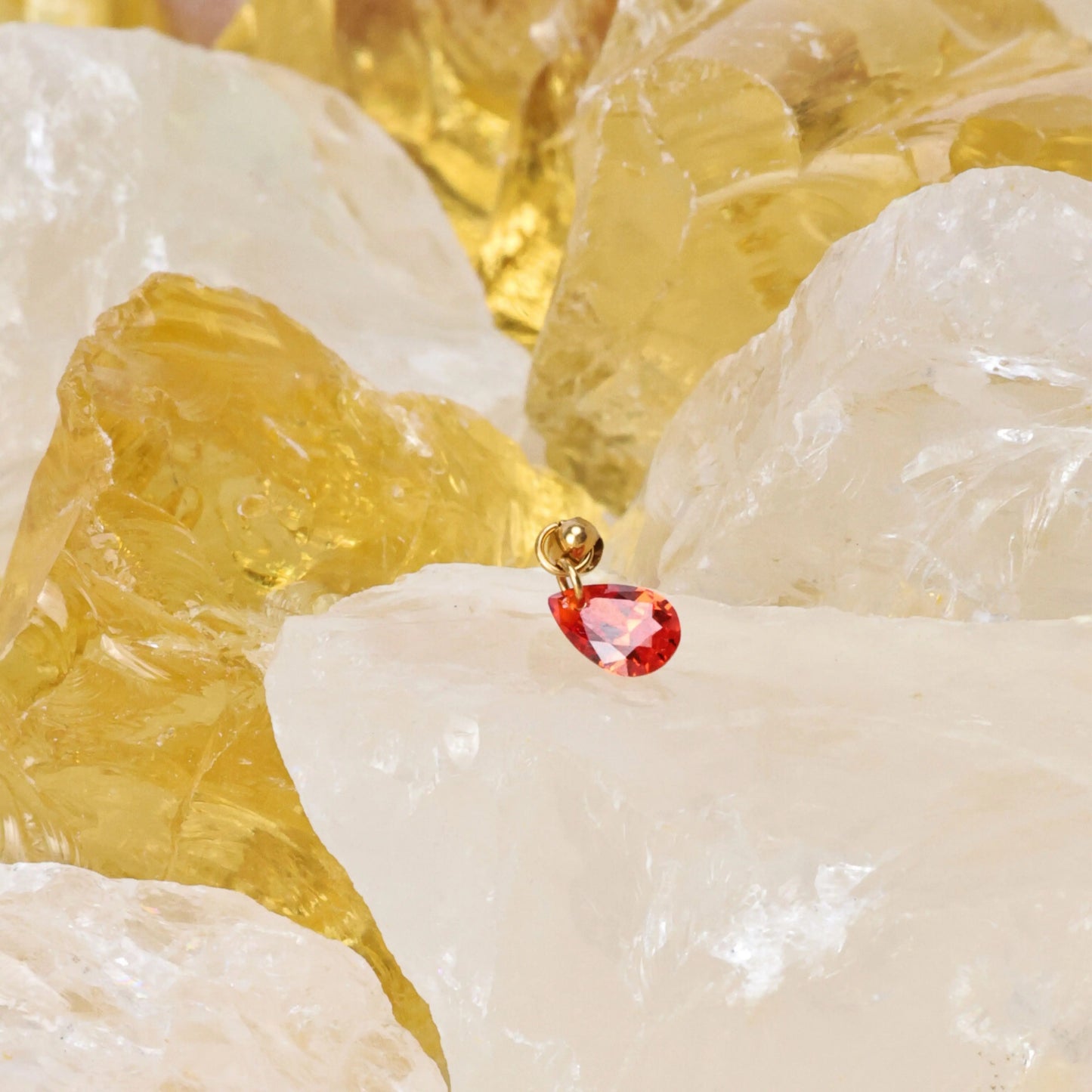 Titanium Freyja Floating Waterdrop Stud | Vertical Helix Earring - Red